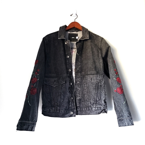 Urban Outfitters BDG Embroidered Black Jean Jacket - Picture 2 of 8